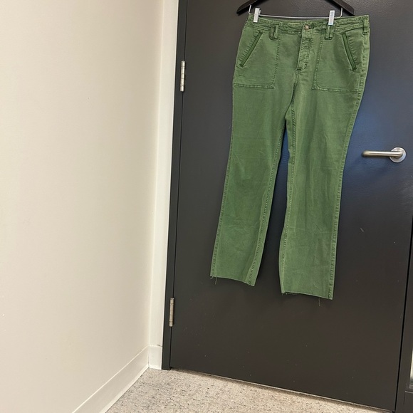 Pilcro (Anthropologie) size 31 EUC “distressed frat bootcut/wide Olive Trousers - Picture 3 of 13